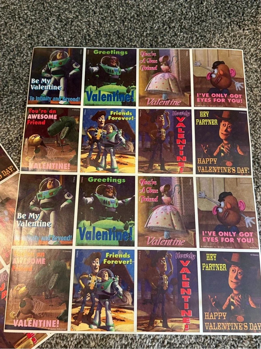 Vintage 1995 Disney Toy Story Valentine Sticker Card Kit by Mello Smello